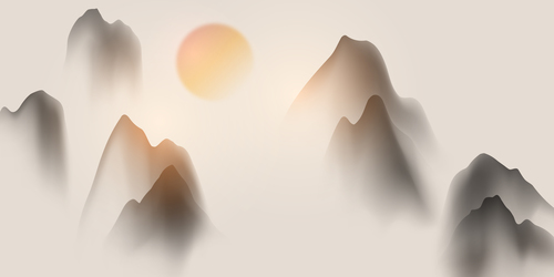 Appreciate the Chinese ink painting mountain vector