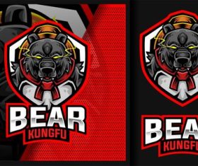 Bear kung fu master sport gaming logo vector