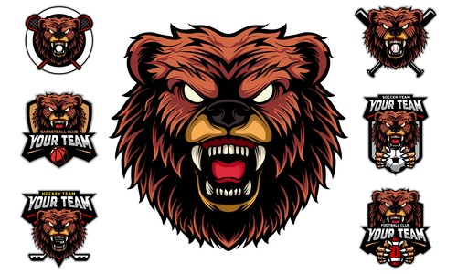 Bear set sport logo vector