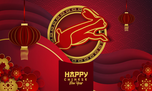 Beautiful 2023 china new year greeting card vector
