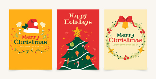 Beautiful christmas flat  greeting cards vector