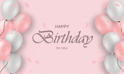 Beauty happy birthday banner with balloons vector