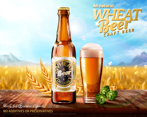 Beer ads with hops vector