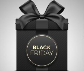 Black bow wrapped gift box black friday vector