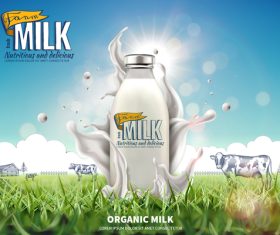 Bottled milk advertising vector