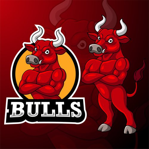 Bulls sport logo design vector