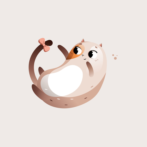 Cartoon clipart fat cat playing with its tail vector