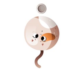 Cartoon fat cat asks eat from empty bowl vector clipart