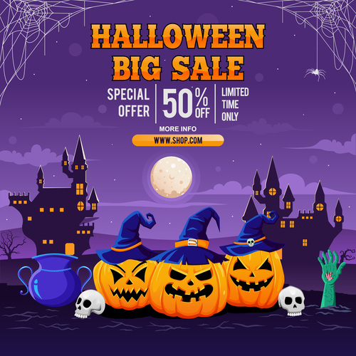 Cartoon halloween big sale vector