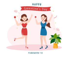 Celebrate Galentines Day card vector