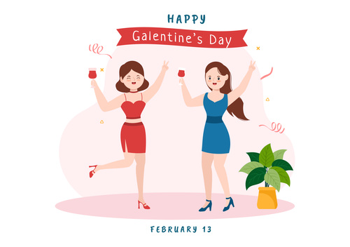 Celebrate Galentines Day card vector