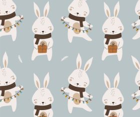 Christmas 2023 with cute rabbit seamless pattern vector illustrations