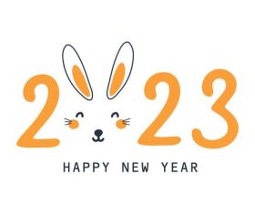 Christmas banner 2023 with cute rabbit vector illustrations