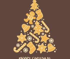 Christmas card with gingerbread tree vector