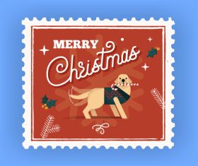 Christmas card with labrador sweater merry christmas lettering vector