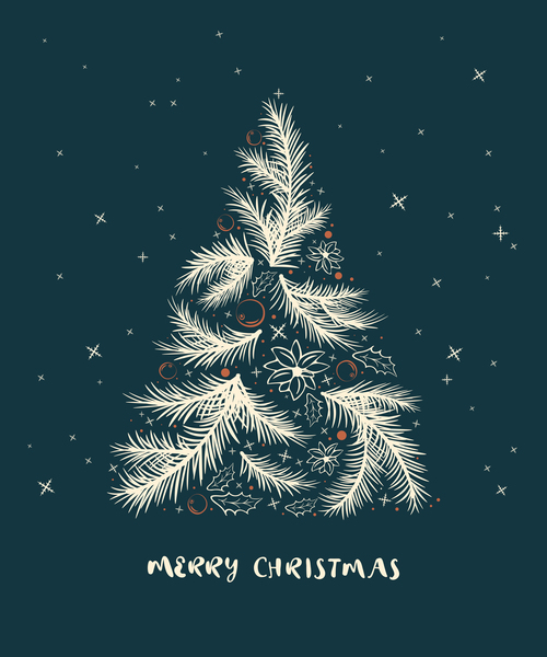 Christmas card with light fir branches vector