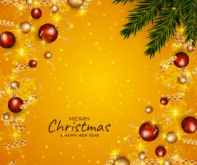 Christmas celebration bright yellow background design vector