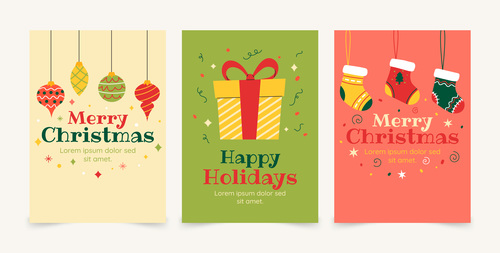 Christmas flat  greeting cards vector