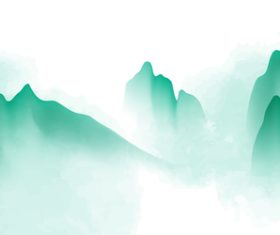 Color China ink painting mountain vector