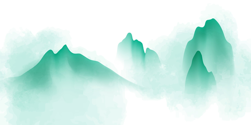 Color China ink painting mountain vector