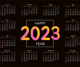 Color background simple calendar 2023 template vector