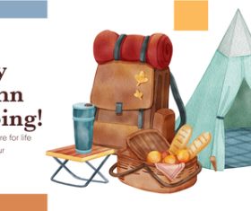 Concept of camping picnic in autumn vector