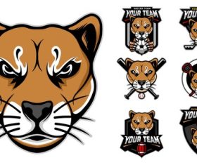 Cougars set sport logo vector
