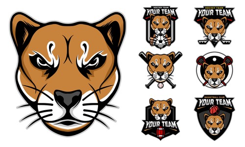 Cougars set sport logo vector