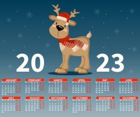 Cute fawn background 2023 calendar vector