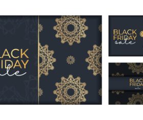 Dark blue with ancient golden pattern banner sale black friday vector
