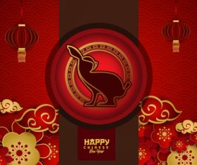 Dark red background 2023 china new year greeting card vector