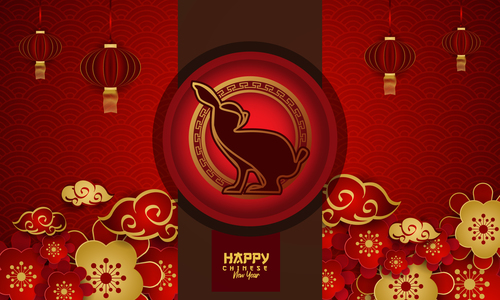 Dark red background 2023 china new year greeting card vector