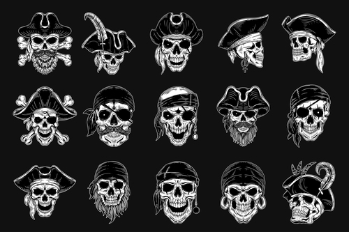 Dark skull pirates vector