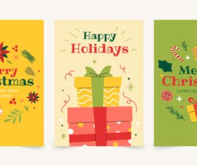 Flat christmas greeting cards vector