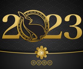 Golden 2023 New Year card vector