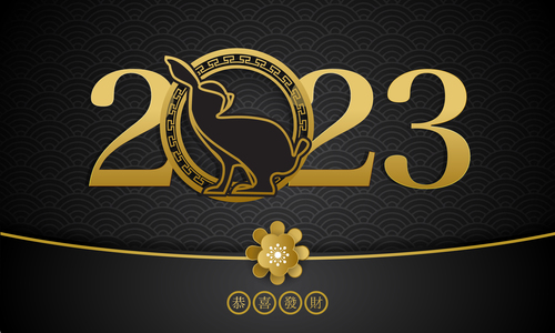 Golden 2023 New Year card vector