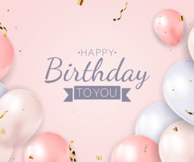 Golden confetti and balloon background birthday card vector