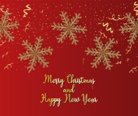 Golden snowflake background New Year card vector