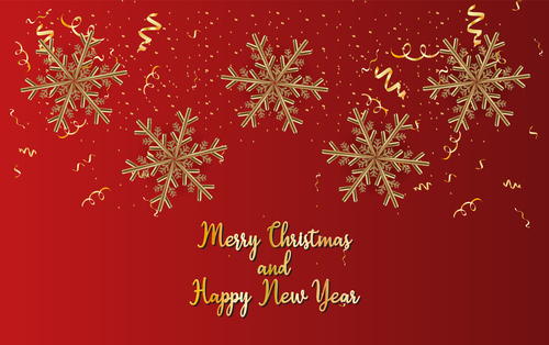 Golden snowflake background New Year card vector