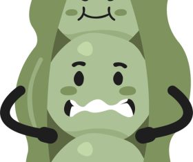 Green pea pod cartoon vector