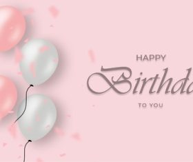 Happy birthday with realistic pink balloons vector