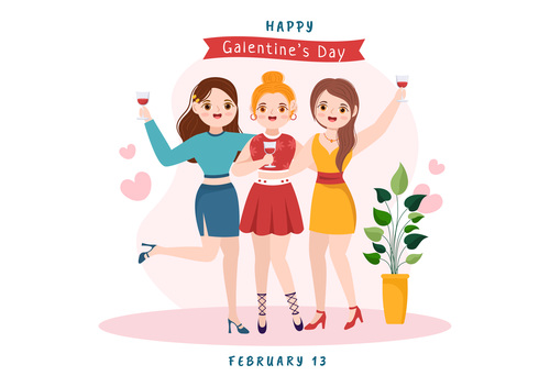 Happy celebration Galentines Day vector