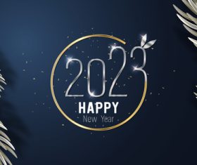 Happy new year 2023 hanging metal number christmas tree vector