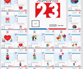 Happy new year calendar template 2023 vector