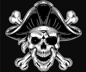 Happy pirate skull vector
