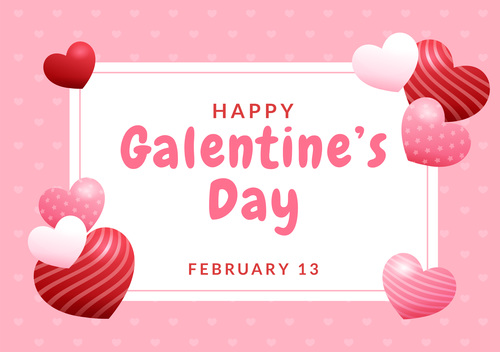 Heart decorative greeting card Galentines Day vector