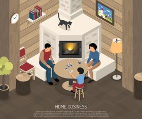 Home cosiness cartoon illustration vector