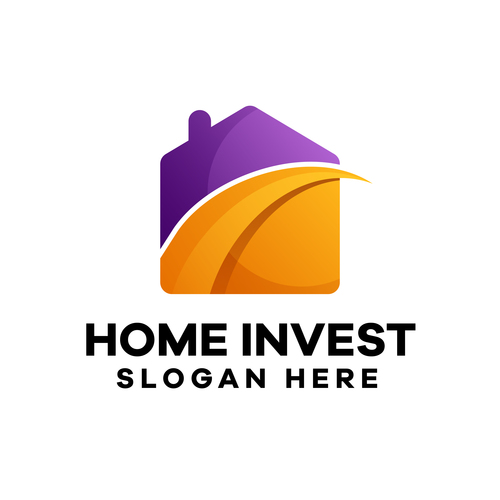 Home invest gradient logo design vector