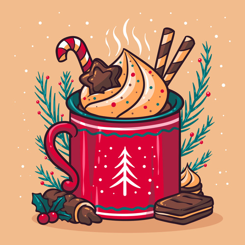 Hot chocolate illustration hand drawn vector
