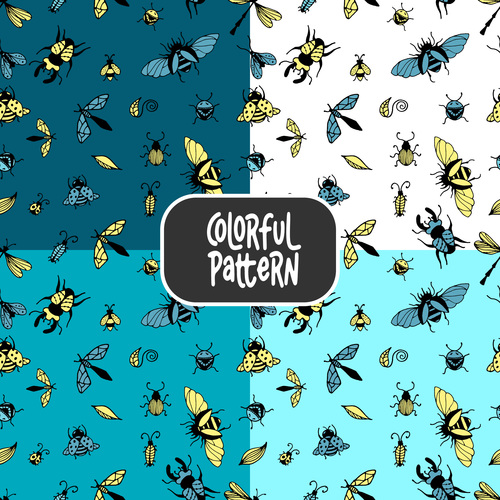 Insect colorful seamless pattern vector